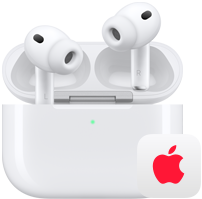 سماعات AirPods Pro 3، سماعات رأس لاسلكية للأذن اليمنى والأذن اليسرى في علبة شحن MagSafe، شعار Apple‏‏